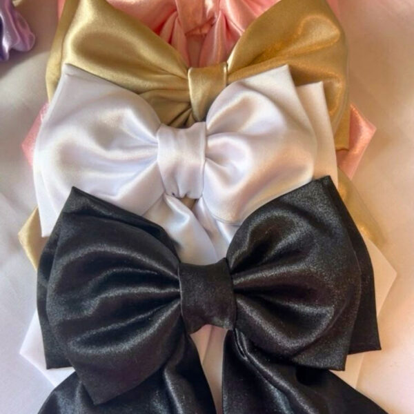 Statement Dual Bow with Tail – Elegant Double Layered Hair Bow  (Pack of 6 Pieces)