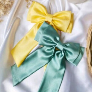 Statement Dual Bow with Tail – Elegant Double Layered Hair Bow  (Pack of 6 Pieces)