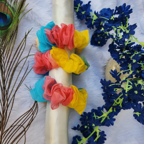 Dreamy Multicolor Organza Scrunchies – Whimsical & Fluffy Hair Ties