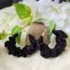 Black Scrunchie Hoop Earrings - Black