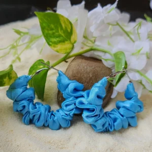 Sky Blue Scrunchie Hoop Earrings