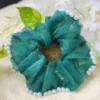 Sea Green | Dreamy Pearl Scrunchie | Organza Hair Tie - Sea Green