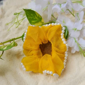yellow-dreamy-pearl-scrunchie-organza-hair-tie