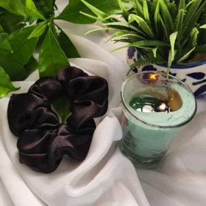 Black | Premium Satin Scrunchies | Rubber Band