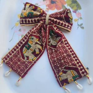 Sagun Special Trendy Zari Bow – Elegant Lace Hair Accessory