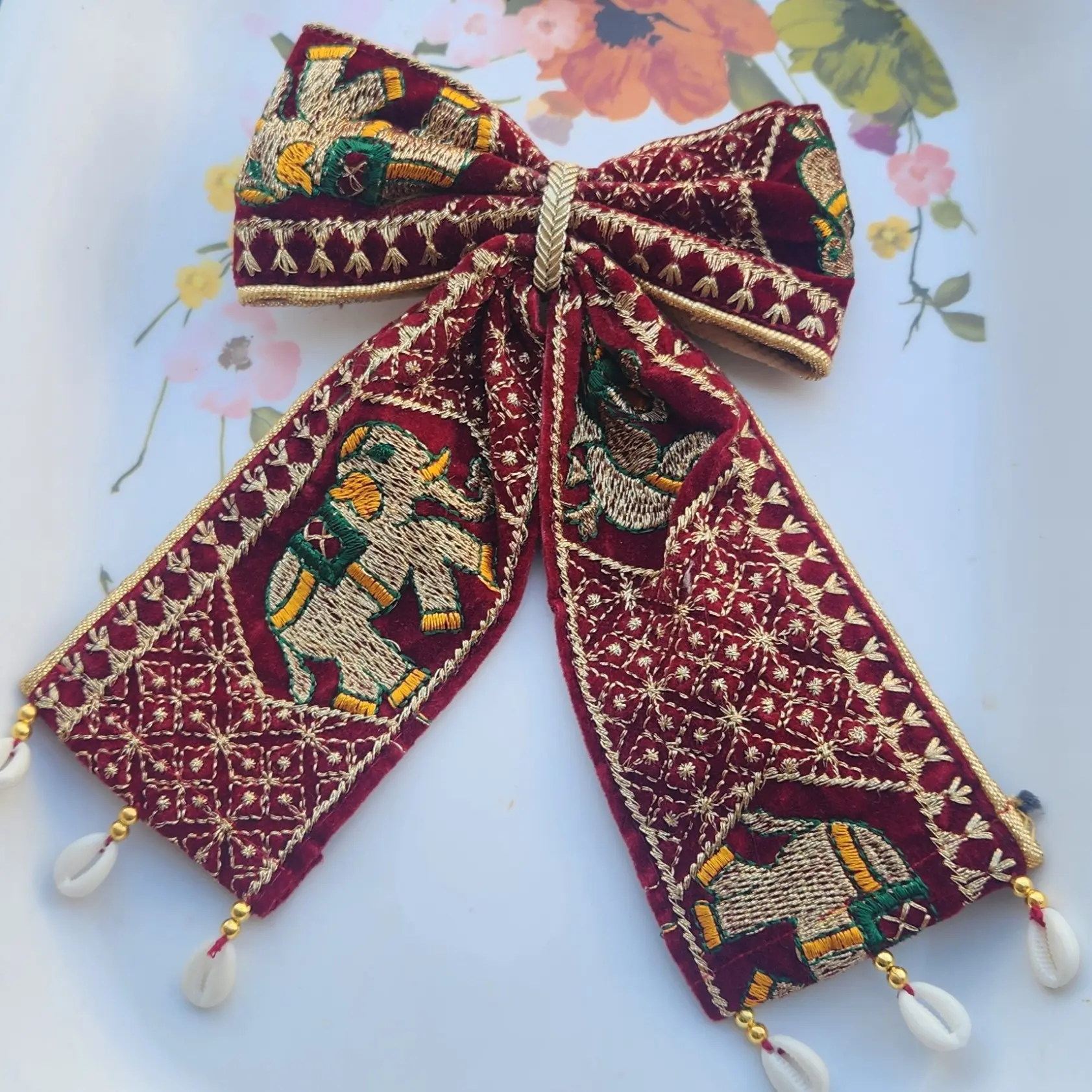 Sagun Special Trendy Zari Bow – Elegant Lace Hair Accessory